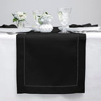 Solino Home 100% Pure Linen Table Runner Black Hemstitch, 14 x 90 in by SolinoHome