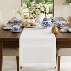 Classic Linen™ by D'Moksha, White Table Runner 144 Inches Long, 100% Pure Linen, Extra Long Table Runner, 14 x 144 Inch for Dining- Fall, Weddings, Outdoor Hosting by DMokshaHomes