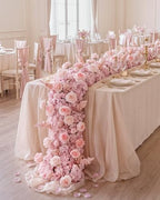72inch Aisle Flower Garland with Chiffon Sheer Drape, Mixed Pink Artificial Flowers Rose with Hydrangea, Floral Runner for Wedding Arch, Backdrop, Reception Table Decor, Ceremony Pathway - Image 3