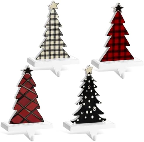 Hicarer 4 Pack Christmas Tree Stocking Holders for Fireplace Mantel by Hicarer