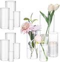 Fixwal 12pcs Clear Glass Cylinder Vases, 4, 6, 8, 10 Inch Tall by Fixwal