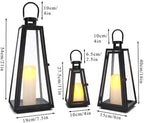 TRIROCKS Set of 3 Decorative Candle Lantern 11/16/21''H Metal Outdoor Candle Holder Hanging Lantern with Tempered Glass for Christmas Home Living Room Parties Event Indoors Outdoors (Black Triangle) - Image 6