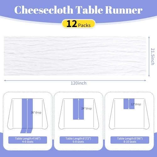 12 Pack White 10Ft Cheesecloth Table Runner - Image 2