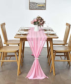 Pufogu 5 Pack 10Ft Pink Chiffon Table Runner Sheer 29x120 Inch - Image 3
