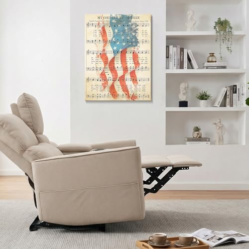 July 4th Patriotic Canvas Wall Art 4th of July USA Decorations My Country 'Tis of Thee American Flag Wall Art Print Independence Day Home Decor 20x24in - Image 3