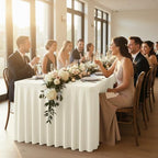 2 Pack Beige Spandex Table Covers 4ft Rectangle Ruffle Skirts for Party - Image 2