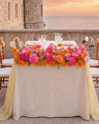 36inch Aisle Flower Garland with Chiffon Sheer Drape, Bright Multi-Color Rose with Hydrangea & Chrysanthemum Artificial Flowers, Floral Runner for Wedding Arch, Backdrop, Table Decor, Ceremony Pathway - Image 5