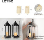 Fall Decor - 2-Pack 16.41" Black Metal Vintage Candle Lanterns with LED Flameless Candles – Decorative Indoor/Outdoor Fall Decorations for Home, Halloween Decor for Porch Mantel Table（NO Glass） - Image 2