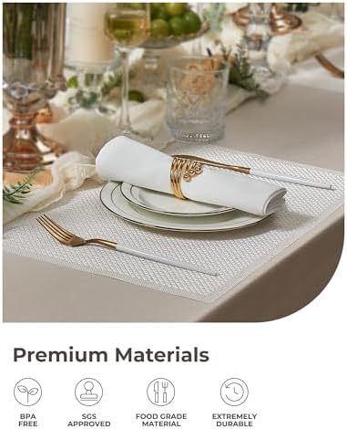 Leetaltree Woven Vinyl Placemats Set of 24, White Sequin - Image 5