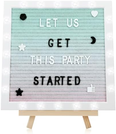 10"×10" Felt Letter Board with LED Lights & Stand, First Day of School Sign by ANPHSIN