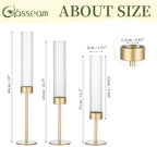 Glasseam Gold Hurricane Taper Candle Holders, 3 Pcs Candlestick with Glass - Image 5