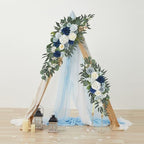 Ting's time Wedding Arch Flowers Pack of 2 Artificial Silk Large Flower Swag Welcome Sign Floral Swag Reception Backdrop Floral Decor for Fall Wedding Party Ceremony (Dusty Blue & White) - Image 6