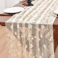 Beige Wildflowers Table Runner Gauze Floral Birthday Party Home Table Decor by Joanlody