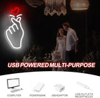 Finger Heart Neon Sign 16.8x7.9in LED Wall Light USB Powered Dimmable - Image 5