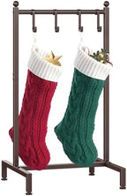 ELYKEN Christmas Stocking Holder Stand for Floor, Free Standing Stocking Rack with 4 Removable Hooks, Heavy Duty Metal Xmas Stocking Stand with Adjustable Feet, Bronze by ELYKEN