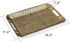 Sturdy 16" Rectangular Decorative Metal Serving Tray - Champagne Gold with Filigree Decor for Coffee Table, Bathroom, Dresser, Centerpieces, Wedding - Image 3