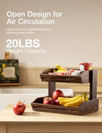 HOLANA Acacia 2 Tier Fruit Basket, Sturdy, Easy Assembly (Walnut color) - Image 5