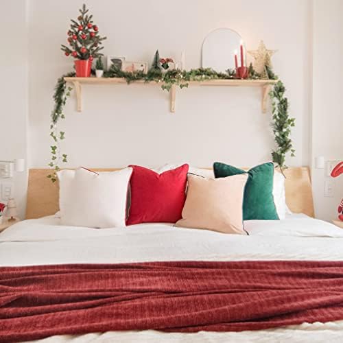 MONDAY MOOSE Christmas Decorative Throw Pillow Covers Cushion Cases, Set of 4 Soft Velvet Double-Sided Designs, Mix and Match for Home Decor, Pillow Inserts Not Included (18x18 inch, Red/Green) - Image 5