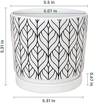 Plant Pots,5.5 Inch White Pots for Indoor Plant with Drainage Hole Set of 4 - Image 2