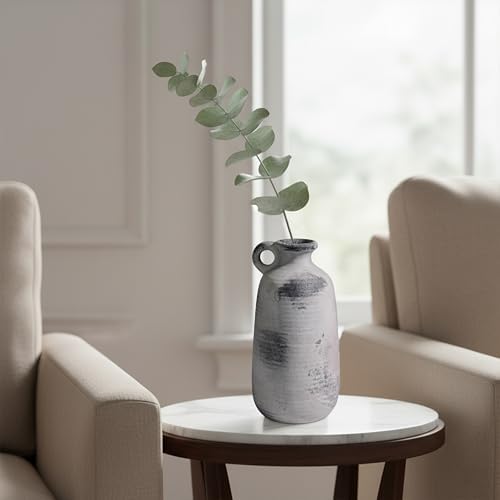 Sunddo Farmhouse Ceramic Vase, Rustic Grey - Image 3