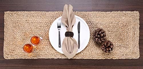 GLAMBURG Farmhouse Jute Burlap Table Runner 36 Inches Long, 13x36 Natural Jute Braided, Organic Eco-Friendly Rustic Vintage Dining (Pack of 2) - Image 4