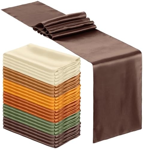 Bencailor 24 Pcs Multicolor Satin Table Runners Bulk, 12 x 108 Inch by Bencailor