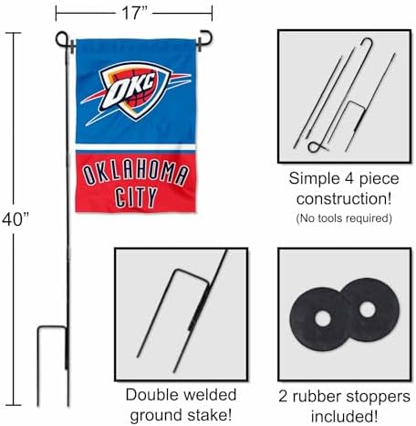 Oklahoma City Thunder Garden Flag with Stand Holder - Image 3