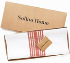 Solino Home 100% Pure Linen Table Runner, 14 x 120 in, Red and White Stripe - Image 5