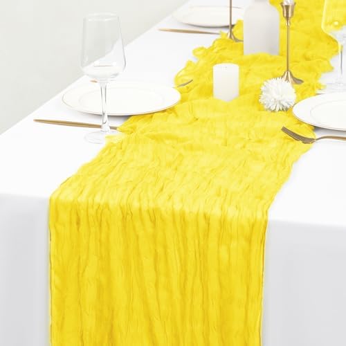 20 Pack Yellow Cheesecloth Table Runner 10Ft Boho Gauze Long Romantic Sheer Fabric for Wedding Party Bridal Shower - Image 7