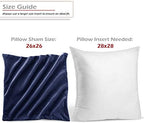 Nestl Throw Euro Pillow Covers, Cozy Velvet Decorative Pillow Covers 26x26 Inches, Soft Solid Couch Pillow Case for Sofa, Bed and Car, Set of 4 - Royal Blue - Image 2