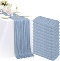 12 Pack Dusty Blue Cheesecloth Table Runner, 35x120 Inch Spring Boho Gauze Table Runner 10Ft Long Rustic Sheer Blue Cheese Cloth Table Decor for Wedding Party Baby Shower Christmas by PWDAN