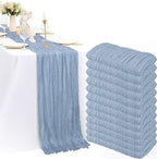 12 Pack Dusty Blue Cheesecloth Table Runner, 35x120 Inch Spring Boho Gauze Table Runner 10Ft Long Rustic Sheer Blue Cheese Cloth Table Decor for Wedding Party Baby Shower Christmas by PWDAN