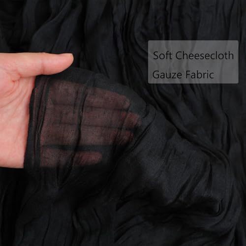 Snowkingdom 6PCS 10 Ft Black Cheesecloth Table Runner, 120 inch Long Cheese Cloth Boho Gauze Runners for Wedding Bridal Baby Shower Birthday Holiday Party Halloween Table Decorations - Image 3
