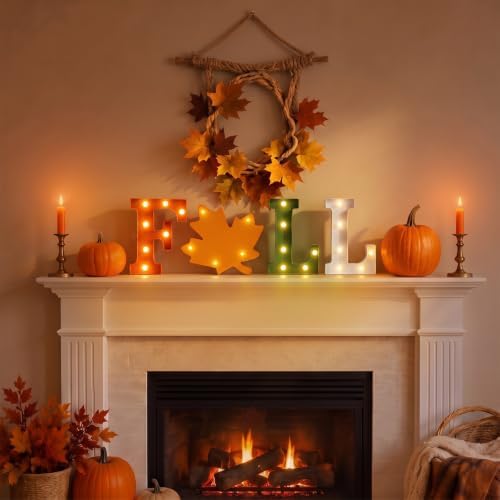 Ganeen Lighted Plastic Fall Decor LED Fall Letter Maple Leaf Decoration - Image 4