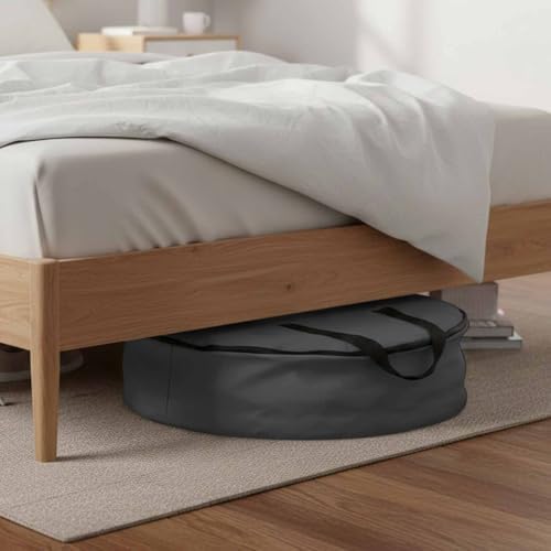 Dark Gray Round Storage Bag 36 Inch, Solid Color Clothes Storage Container with Handles Heavy Duty Organizer for Comforter, Bedding & Holiday Wreaths - Image 6