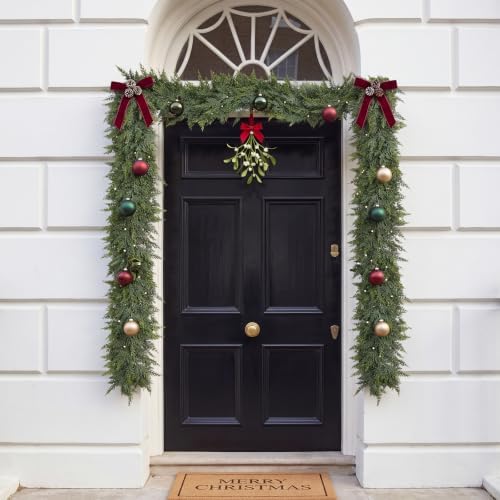 6FT Christmas Cedar Garland, Real Touch Faux Greenery Garland with 550 Branch Tips, Lush Artificial Cypress Pine Garland for Mantel, Staircase, Doorway - Image 3