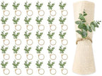 JarThenaAMCS 60 Pcs Eucalyptus Leaf Napkin Rings Boho Green Leaves Wood Bead Farmhouse Napkin Holders Greenery Napkins Buckle for Spring Summer Easter Weddings Christmas Party Table Decoration by JarThenaAMCS
