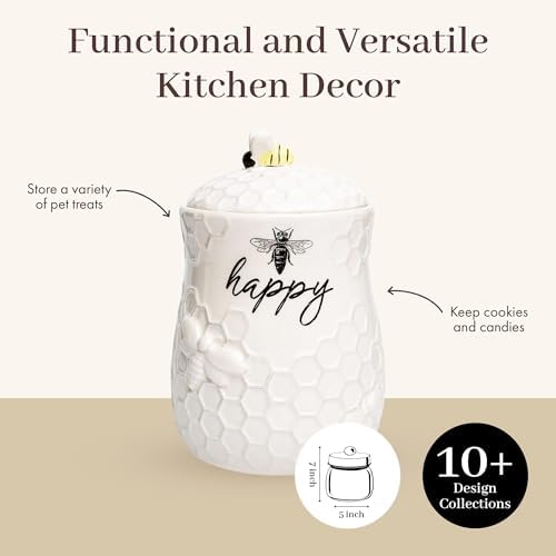 Young's Inc. Ceramic Honey Bee Cookie Jar with Lid and Handle – Honeycomb Design, 5.75" x 5.83" x 7.87", Decorative and Functional Kitchen Storage - Tea Canister - Image 4