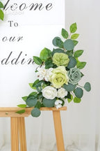 Pack of 2 Artificial Flowers for Backdrop Decoration, Wedding Arch Flowers,Reception Welcome Sign, Eucalyptus Garland, Suited to Aisle Decor and Wedding Arches（White Green） - Image 5