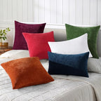 decorUhome Soft Chenille Christmas Red Throw Pillow Covers 24X24 Set of 2 - Image 6