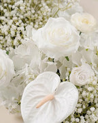 72inch Aisle Flower Garland with Chiffon Sheer Drape, White Rose, Butterfly Orchid & Baby's Breath Artificial Flowers, Floral Runner for Wedding Arch, Backdrop, Reception Table Decor, Ceremony Pathway - Image 5