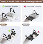 Tectocker-DOU 2 Pc Deep Floating Wall Shelves, Heavy Duty, 15.7×11.8, White - Image 7