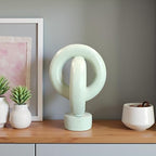 12" Modern Abstract Ring Decorative Sculpture, Knot Sculptures,Home Decor,Coffee Table Statues,Dining Living Room Desk Decor,Light Gray - Image 3