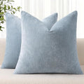 decorUhome Fall Chenille Slate Blue Throw Pillow Covers 22x22 Inch Set of 2, Decorative Soft Couch Pillow Covers Solid Dyed Accent Euro Sham Farmhouse Neutral Square Pillow Cases for Sofa by decorUhome