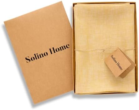 Solino Home 100% Pure Linen Napkins Mustard, Athena 20 x 20 in, Set of 4 - Image 3