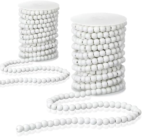Giegxin 2 Pcs Wood White Christmas Bead Garland 66 Feet in Total Farmhouse by Giegxin