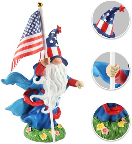 4th of July Decorations Patriotic Gnome Statue Holding American Flag, 250 Years America Faceless Garden Gnome Decor for Indoor Outdoor Patio Yard Lawn, Independence Day Memorial Day USA Merchandise - Image 6