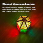TRIROCKS Moroccan Lantern – 15'' Gold Hexagonal Candle Lantern with Tempered Glass Decorative Indoor Outdoor Ramadan Lantern for Garden Yard Patio Wedding Parties Events - Image 2
