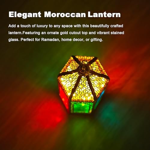 TRIROCKS Moroccan Lantern – 15'' Gold Hexagonal Candle Lantern with Tempered Glass Decorative Indoor Outdoor Ramadan Lantern for Garden Yard Patio Wedding Parties Events - Image 2