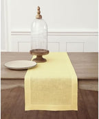 Solino Home 100% Linen Table Runner Yellow, Classic Hemstitch 14 x 60 in by SolinoHome